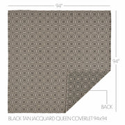 Custom House Black Tan Jacquard Queen Coverlet 94Wx94L