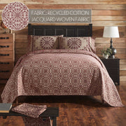Custom House Burgundy Tan Jacquard King Coverlet 106Wx97L
