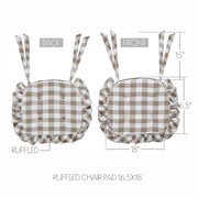 Annie Buffalo Check Portabella Ruffled Chair Pad 16.5x18