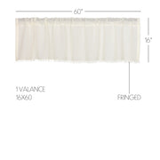 Tobacco Cloth Antique White Valance Fringed 16x60