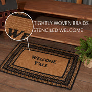 Farmhouse Jute Rug Rect Stencil Welcome Y'all w/ Pad 20x30