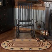 Potomac Jute Rug Oval Stencil Stars w/ Pad 36x60