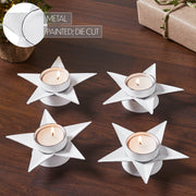 Tealight Holder Star Antique White Set of 4 1.5x5x5