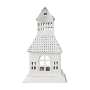 Tealight Holder Metal Village House A Antique White 9.5x5.5x5.5