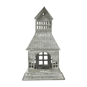 Tealight Holder Metal Village House A Antique Grey 9.5x5.5x5.5