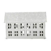 Tealight Holder Metal Village House B Antique White 6.75x10.5x5.5