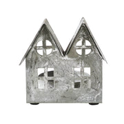 Tealight Holder Metal Village House E Antique Grey 2.75x2.75x2