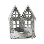 Tealight Holder Metal Village House E Antique Grey 2.75x2.75x2