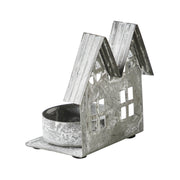 Tealight Holder Metal Village House E Antique Grey 2.75x2.75x2
