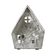 Tealight Holder Metal Village House F Antique Grey 3x2.75x2