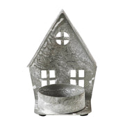 Tealight Holder Metal Village House F Antique Grey 3x2.75x2