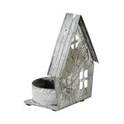 Tealight Holder Metal Village House F Antique Grey 3x2.75x2