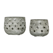 Starbright Distressed Gray Metal Candle Holder Set of 2 - 3.54/4.13 inch