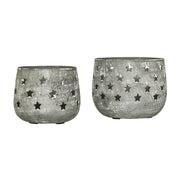 Starbright Distressed Gray Metal Candle Holder Set of 2 - 3.54/4.13 inch