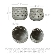 Starbright Distressed Gray Metal Candle Holder Set of 2 - 3.54/4.13 inch