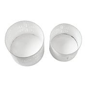 Scenic Snowflake Distressed White Metal Candle Holder Set of 2 - 3.75/4.75 inch
