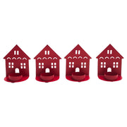 Tealight Holder House Barn Red Set of 4 4.5x3.75x2.25
