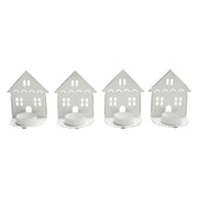 Tealight Holder House Antique White Set of 4 4.5x3.75x2.25