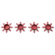 Tealight Holder Snowflake Barn Red Set of 4 0.6x4.13x4.13