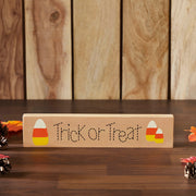 Trick Or Treat Candy Corn Sign 2.75x13x1