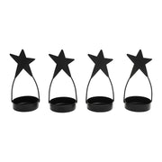 Star Tealight Holder Black Set of 4 4x1.75x1.75