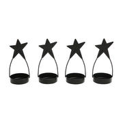 Star Tealight Holder Black Set of 4 4x1.75x1.75