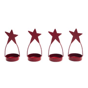Star Tealight Holder Burgundy Set of 4 4x1.75x1.75