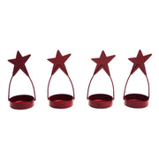 Star Tealight Holder Burgundy Set of 4 4x1.75x1.75