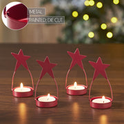 Star Tealight Holder Burgundy Set of 4 4x1.75x1.75