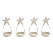 Star Tealight Holder Antique White Set of 4 4x1.75x1.75