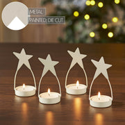 Star Tealight Holder Antique White Set of 4 4x1.75x1.75