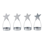 Star Tealight Holder Silver Set of 4 4x1.75x1.75