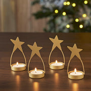 Star Tealight Holder Gold Set of 4 4x1.75x1.75