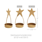 Star Tealight Holder Gold Set of 4 4x1.75x1.75