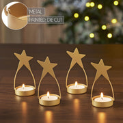 Star Tealight Holder Gold Set of 4 4x1.75x1.75