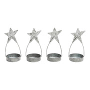 Star Tealight Holder Galvanized Set of 4 4x1.75x1.75
