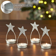 Star Tealight Holder Galvanized Set of 4 4x1.75x1.75