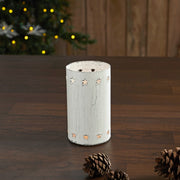 Star Border Distressed White Metal Candle Holder 4.25x2.75x2.75