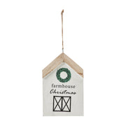 Farmhouse Christmas Wreath Hanging Ornament 7x4x0.5