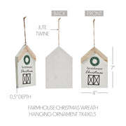Farmhouse Christmas Wreath Hanging Ornament 7x4x0.5