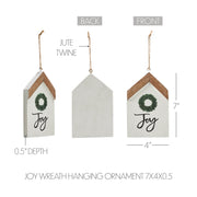 Joy Wreath Hanging Ornament 7x4x0.5