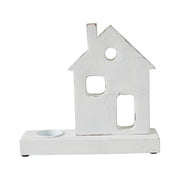 Tealight Holder Village House White 9x8.25x2.5