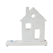Tealight Holder Village House White 11x10.25x2.5