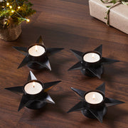 Tealight Holder Star Antique Black Set of 4 1.5x5x5