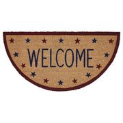 Patriotic Stars Welcome Coir Rug Half Circle 16.5x33
