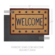Patriotic Stars Welcome Coir Rug Rect 20x30