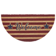 Patriotic Stripes Coir Welcome Rug Half Circle 16.5x33