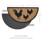 Down Home Rooster & Hens Coir Rug Half Circle 16.5x33