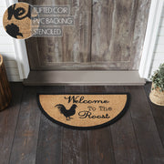 Down Home Welcome to the Roost Coir Rug Half Circle 16.5x33
