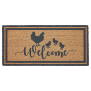 Down Home Hen & Chicks Coir Welcome Rug Rect 17x36